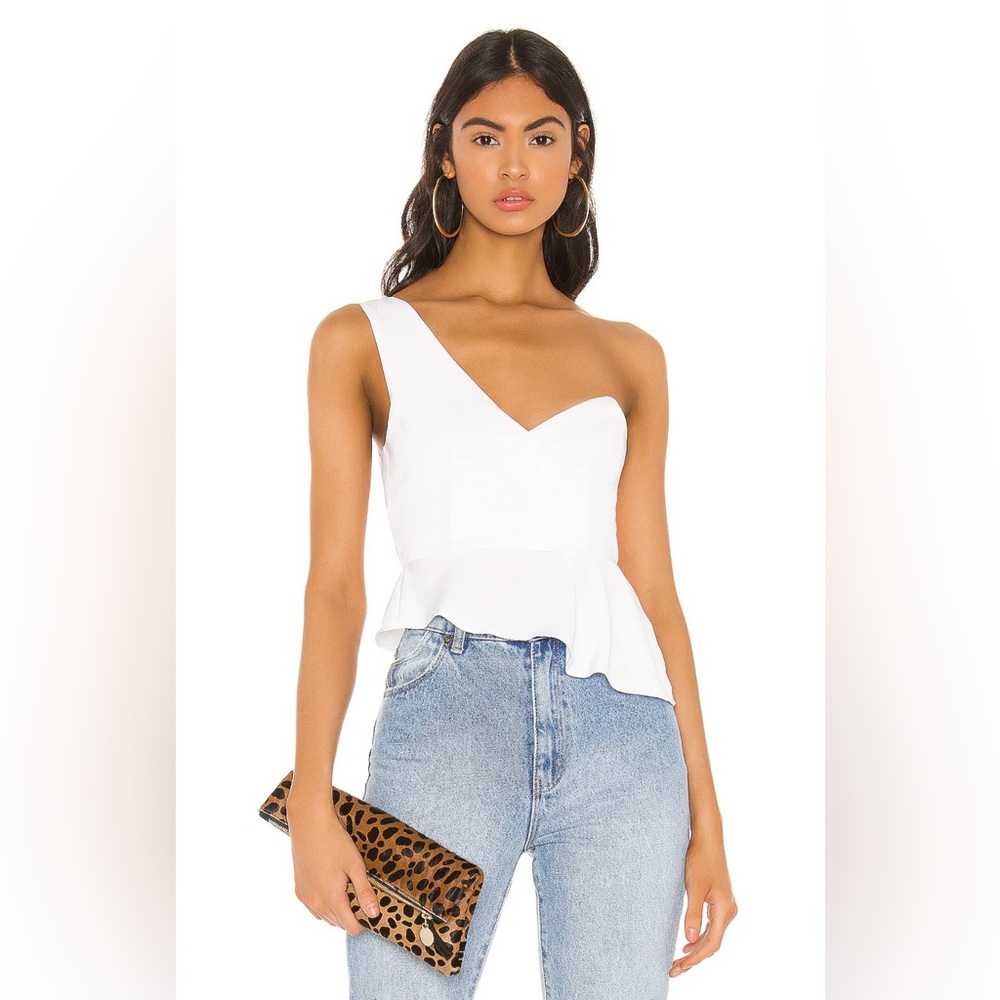 Revolve White One Shoulder Top